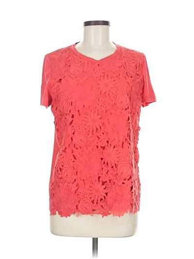 Pre-owned Tory Burch Short Sleeve Top Red Scoop Neck Tops