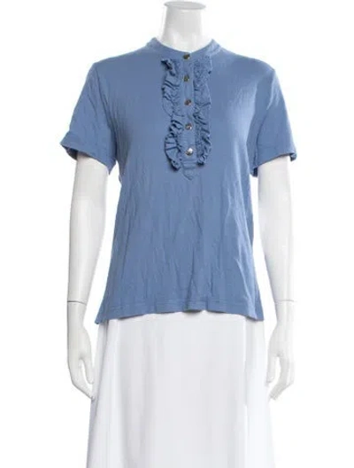 Pre-owned Tory Burch Short Sleeve T-shirt In Blue