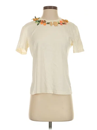 Pre-owned Tory Burch Short Sleeve T-shirt In Ivory