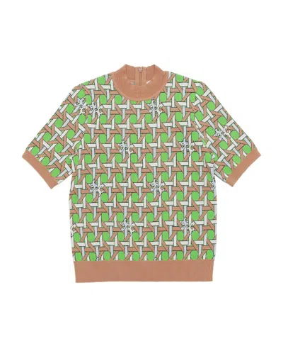 Tory Burch Short-sleeved Sweater In Multicolor