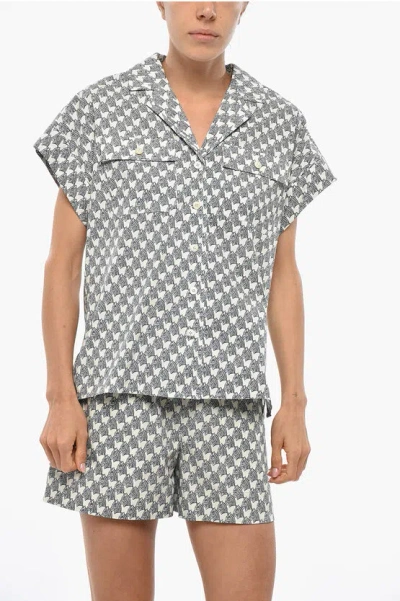 Tory Burch Short-sleeved Zebra Cotton Shirt In Multi