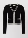 Tory Burch Short Wool Blend Cardigan With Front Pockets