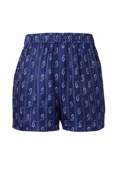 Tory Burch Sophisticated Silk Shorts With Artistic Pattern In Blue