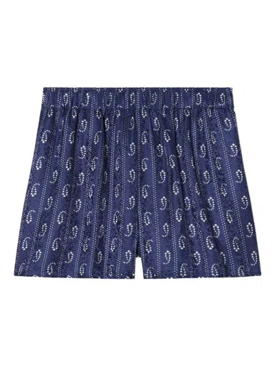Tory Burch Camp Shorts In Blue