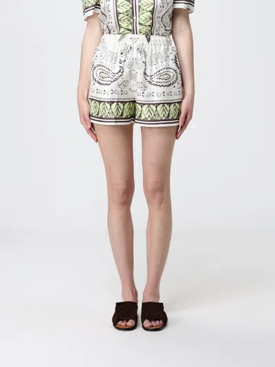 Tory Burch Silk Camp Shorts With Sophisticated Waist And Pockets In Multi