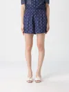Tory Burch Printed Silk Blend Shorts In Blue