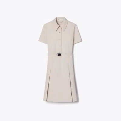 Tory Burch Short-sleeve Pleated Golf Dress In Gray