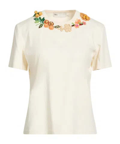Tory Burch Short-sleeve Solid Printed T-shirt In White