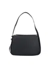 Tory Burch Romy Black Shoulder Bag With Adjustable Shoulder Strap In Grained Leather Woman In Black