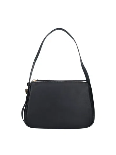 Tory Burch Romy Black Shoulder Bag With Adjustable Shoulder Strap In Grained Leather Woman