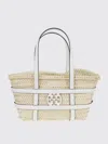 Tory Burch Woven White Leather Crossbody Bag With Iconic Logo In White