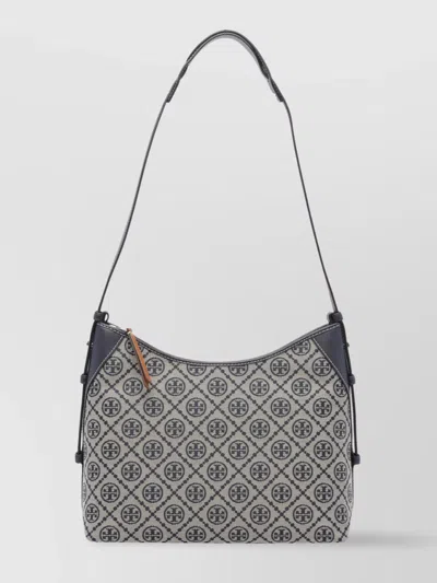 Tory Burch Shoulder Bag With Adaptable Strap And Logo Pattern In Blue