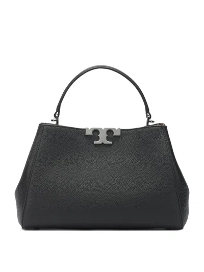 Tory Burch Eleanor Soft Satchel Leather Handbag In Black