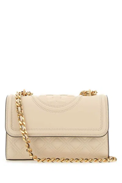 Tory Burch Black Leather Small Fleming Shoulder Bag  Nd  Donna Tu In Beige O Tan