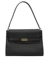 Tory Burch Structured Leather Shoulder Bag With Gold-tone Clasp In Black