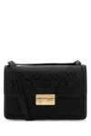 Tory Burch Adjustable Leather Cross-body Bag With Embossed Pattern In Black