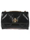 Tory Burch Small Kira Diamond Quilt Black Leather Bag In Black