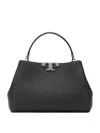 Tory Burch Eleanor Mini Satchel In Hammered Leather Black In Black