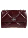 Tory Burch Kira Diamond Quilt Distressed Small Convertible Shoulder Bag In Brown
