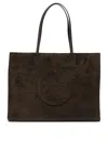 Tory Burch Suede Shoulder Bags With Dual Top Handles In Brown