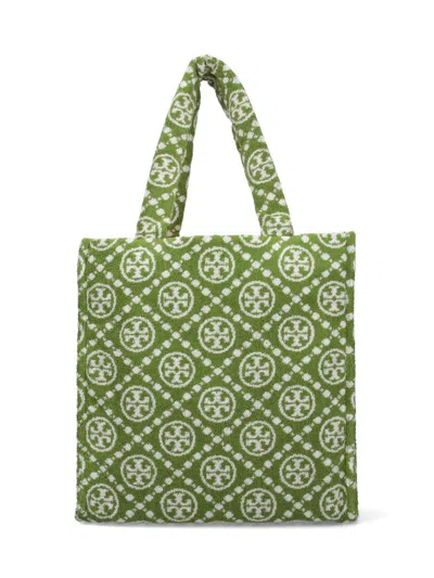 Tory Burch T Monogram Terry Tote Bag In Green