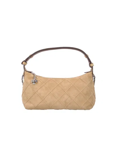 Tory Burch Shoulder Pouch "fleming" In Sand