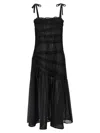 Tory Burch Cotton Smocked Midi Dress In Black