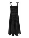 Tory Burch Cotton Smocked Midi Dress In Black