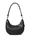 Tory Burch Leather T Monogram Crescent Shoulder Bag In Black