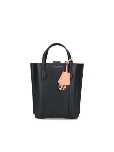 Tory Burch Perry Grained-leather Tote Bag In Black