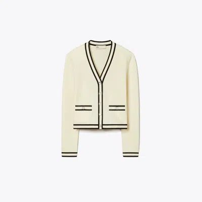 Tory Burch Shrunken Kendra Cardigan In New Ivory/black