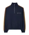 Tory Burch Sweatshirt With Front Zipper In Blue