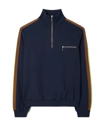 Tory Burch Side-stripe Detail Sweatshirt In Blue