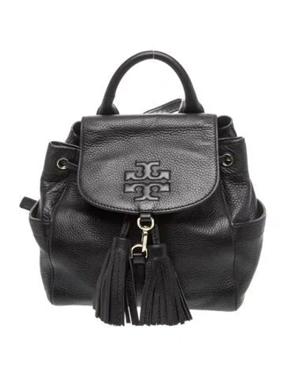 Pre-owned Tory Burch Signature Backpack In Black