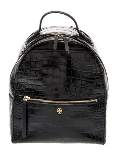 Pre-owned Tory Burch Signature Backpack In Black