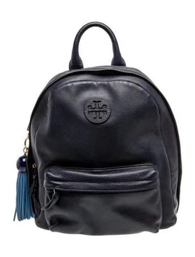 Pre-owned Tory Burch Signature Backpack In Black