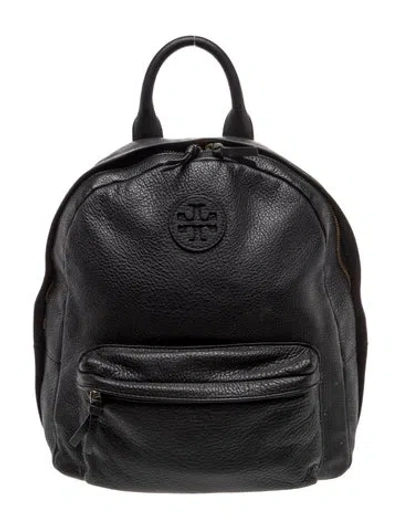 Pre-owned Tory Burch Signature Backpack In Black