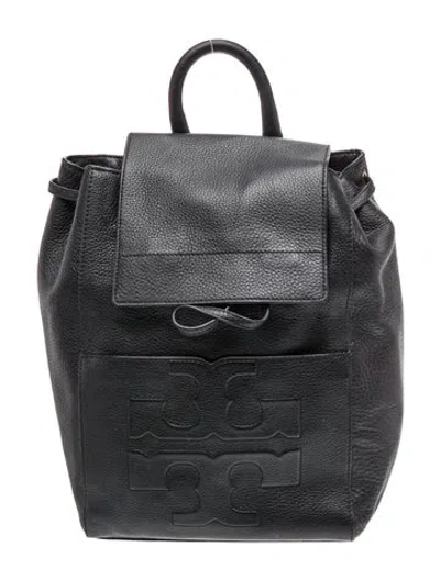 Pre-owned Tory Burch Signature Backpack In Black