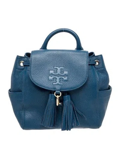 Pre-owned Tory Burch Signature Backpack In Blue