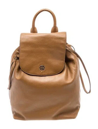 Pre-owned Tory Burch Signature Backpack In Brown