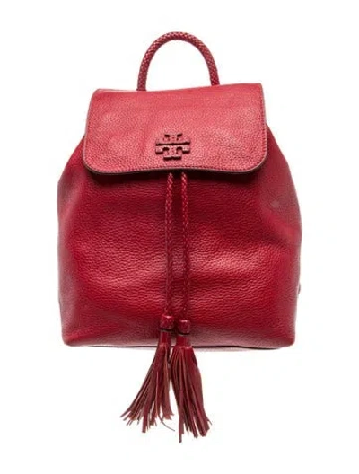 Pre-owned Tory Burch Signature Backpack In Burgundy