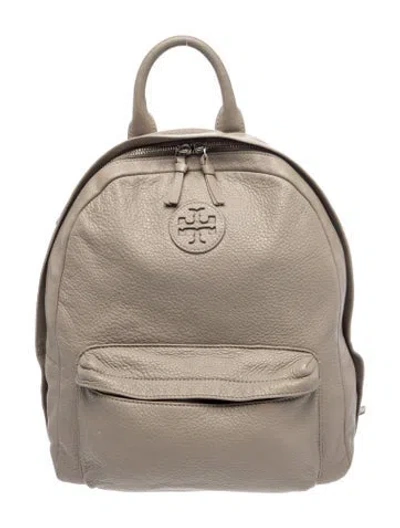 Pre-owned Tory Burch Signature Backpack In Gray
