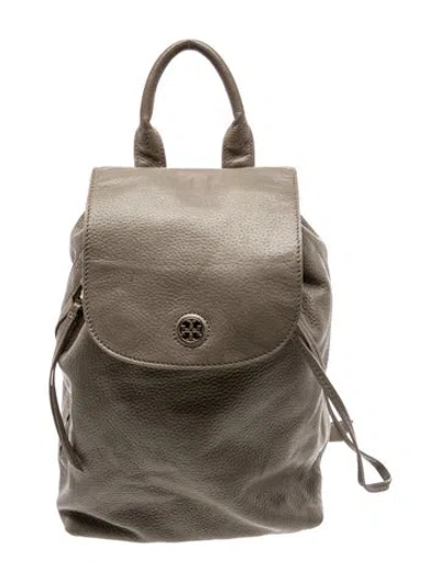 Pre-owned Tory Burch Signature Backpack In Gray