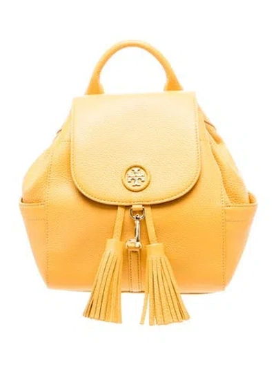 Pre-owned Tory Burch Signature Backpack In Yellow