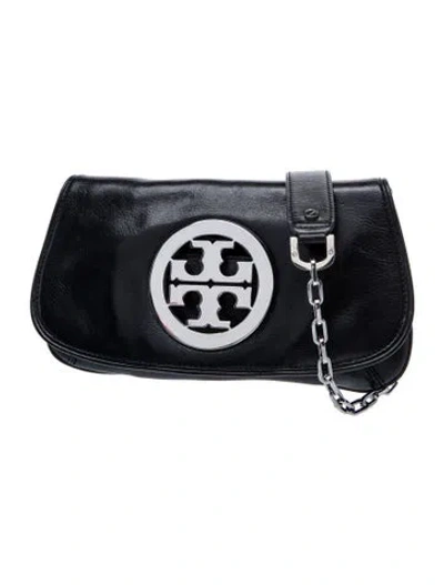 Pre-owned Tory Burch Signature Clutch In Black