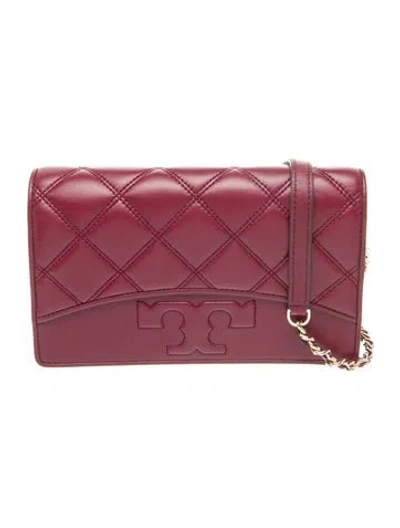 Pre-owned Tory Burch Signature Clutch In Burgundy