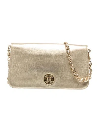 Pre-owned Tory Burch Signature Clutch In Gold
