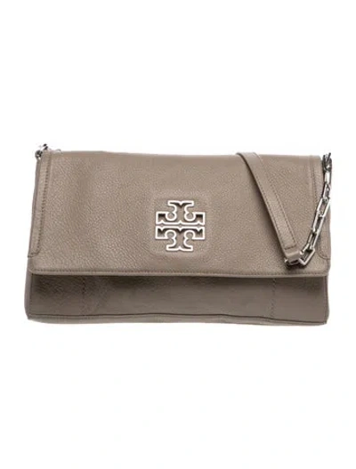 Pre-owned Tory Burch Signature Clutch In Grey