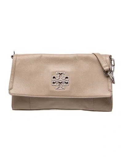 Pre-owned Tory Burch Signature Clutch In Neutral