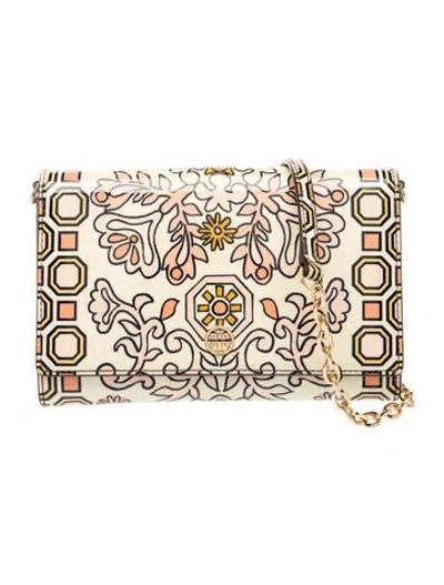 Pre-owned Tory Burch Signature Clutch In Neutral